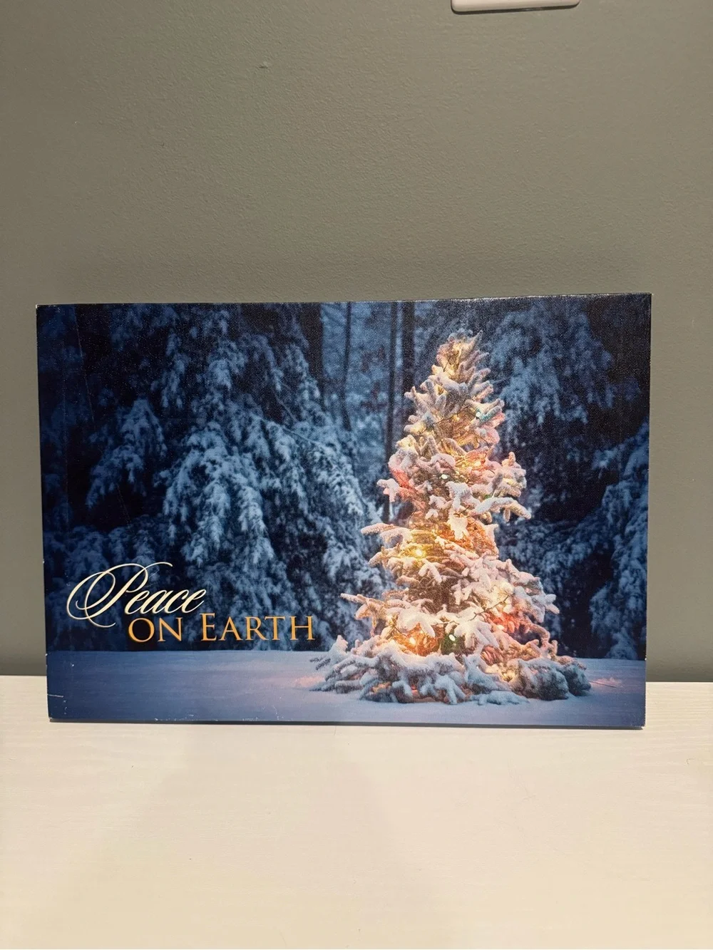 Peace on Earth Lighted Holiday Canvas - Warm White Tree
